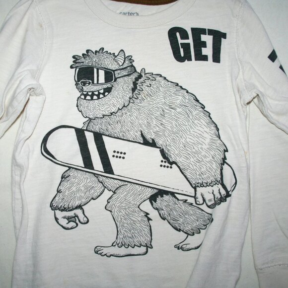 CARTERS YETI SNOWBOARD LONG SLEEVE TEE BOYS 6 CREAM EUC FUNNY GRAPHIC - Picture 11 of 11